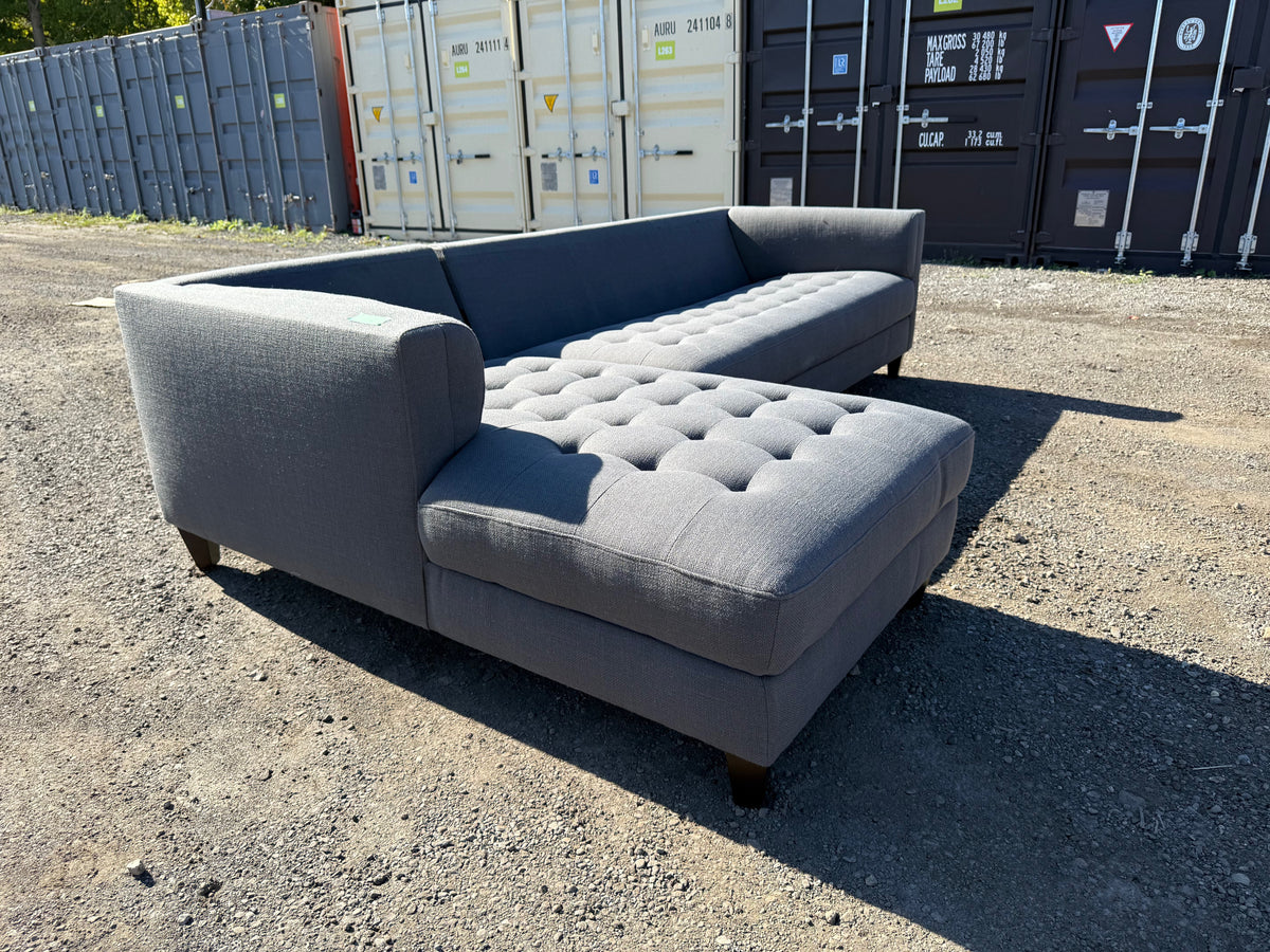 Grey Upholstered Sectional Sofa # 2 (*missing back cushions)
