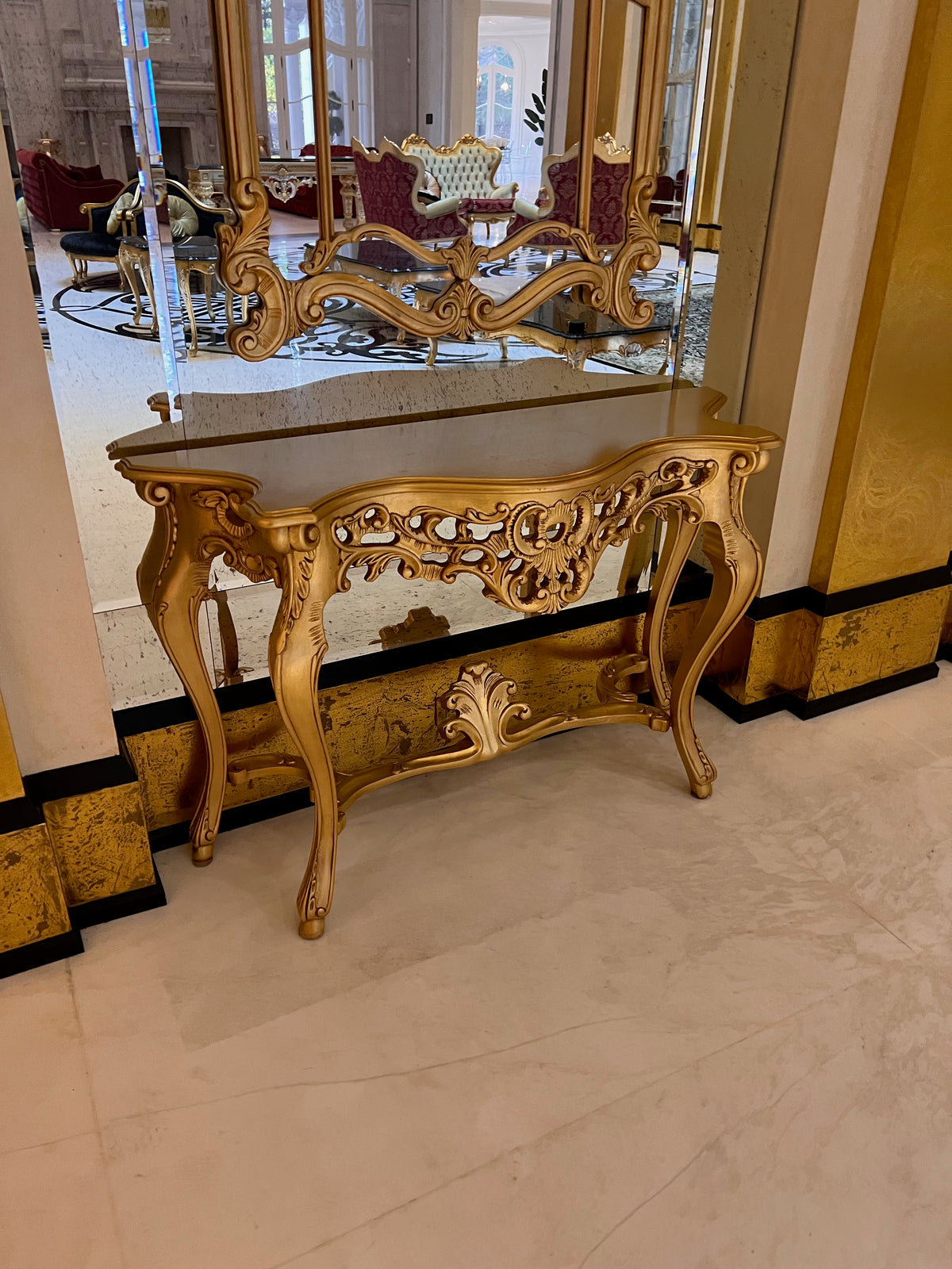 Casa Padrino Luxury Baroque Gold Console Table with Mirror (*retail $7,500) # 2