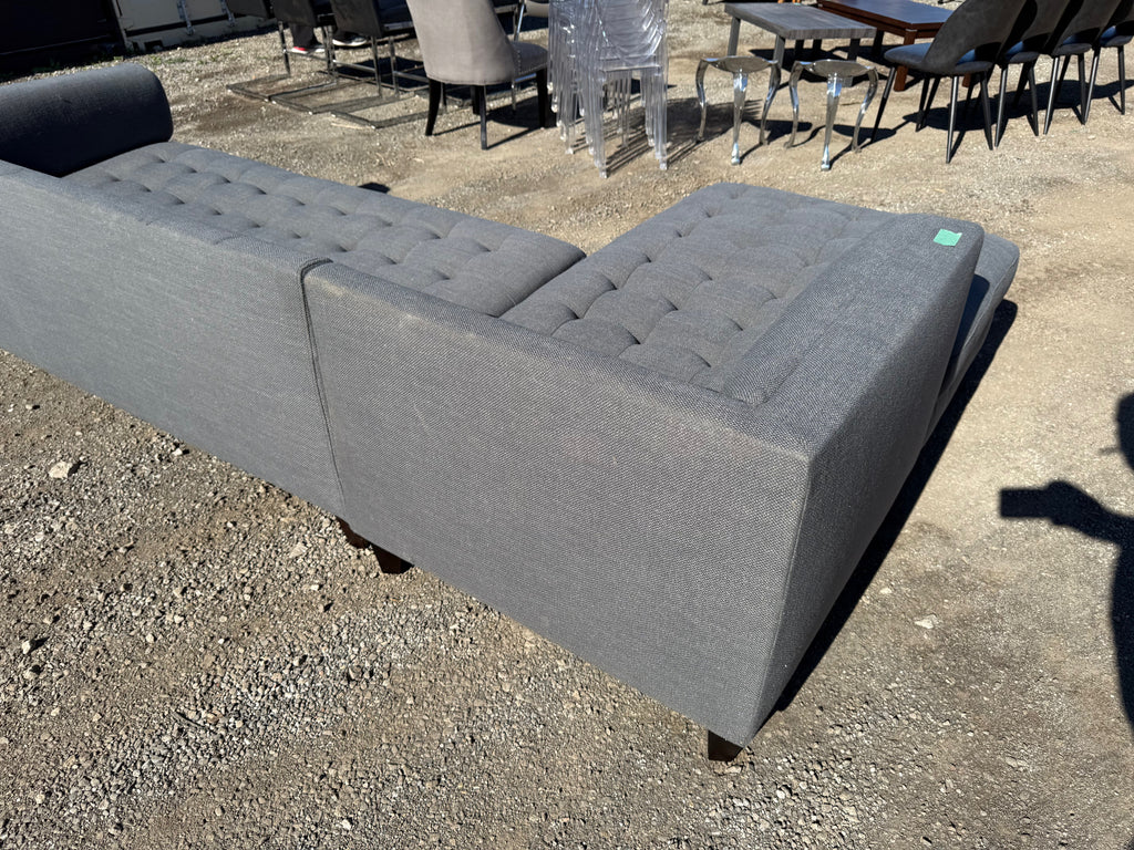 Grey Upholstered Sectional Sofa # 2 (*missing back cushions)