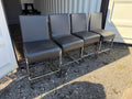 Set of 4 Black Faux Leather Stools- 23"