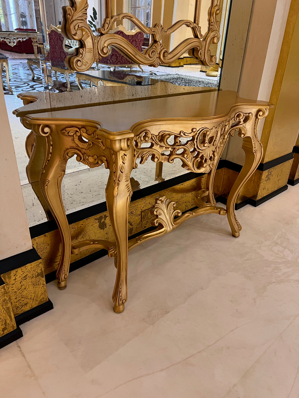 Casa Padrino Luxury Baroque Gold Console Table with Mirror (*retail $7,500) # 2