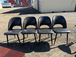 Set of 4 Grey/Black Faux Leather Chairs