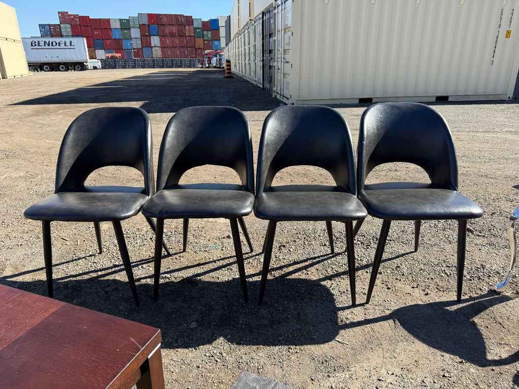 Set of 4 Grey/Black Faux Leather Chairs