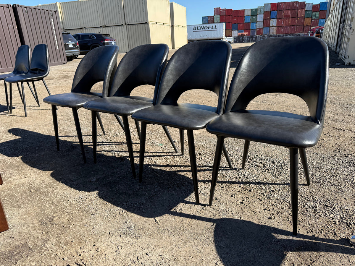 Set of 4 Grey/Black Faux Leather Chairs