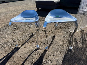 Pair of Tripod Chrome Stools