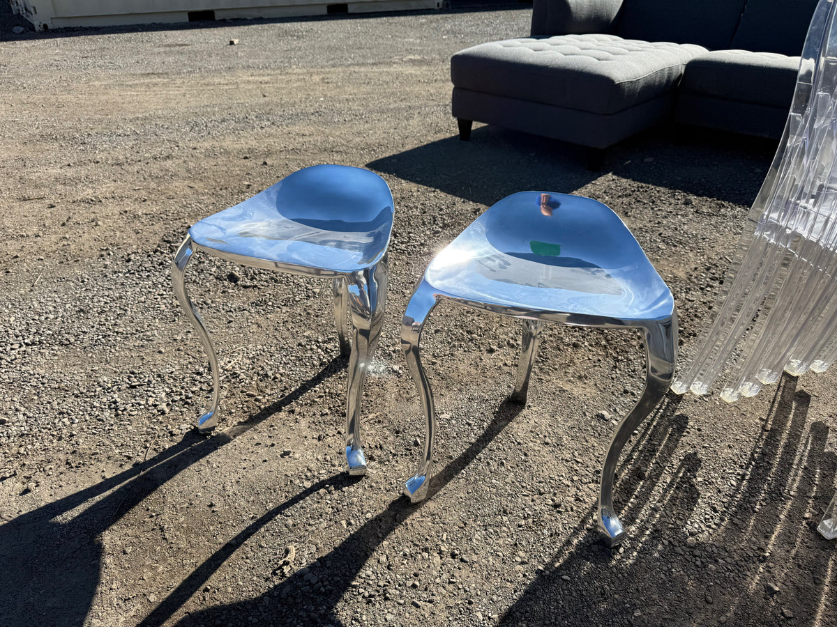 Pair of Tripod Chrome Stools