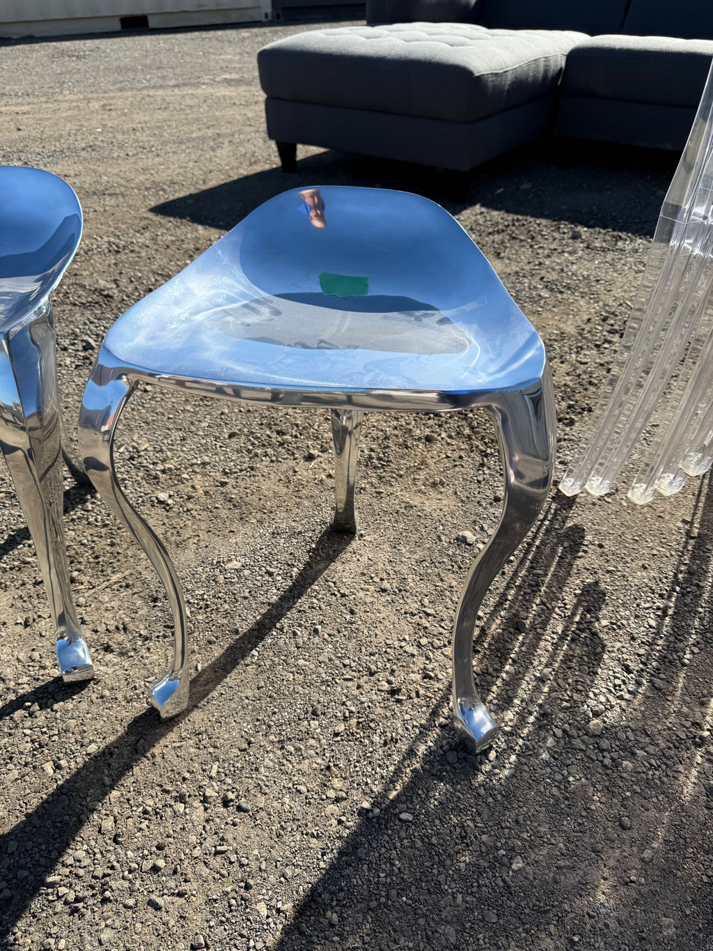 Pair of Tripod Chrome Stools