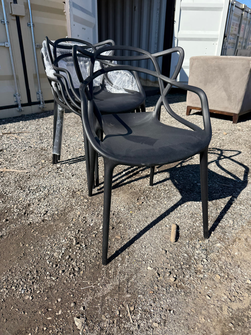 Set of 4 Black Plastic Masters Chairs