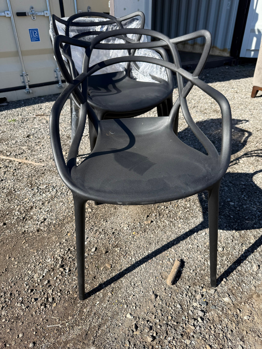 Set of 4 Black Plastic Masters Chairs