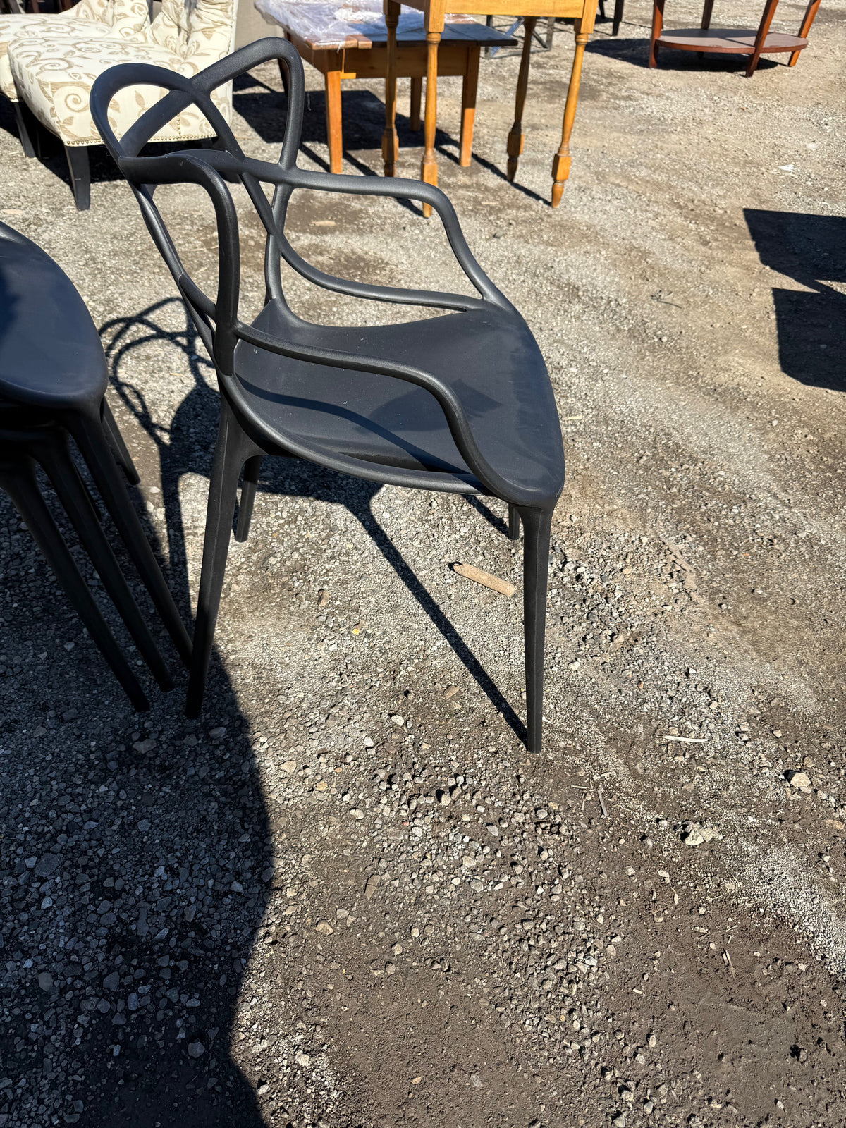 Set of 4 Black Plastic Masters Chairs