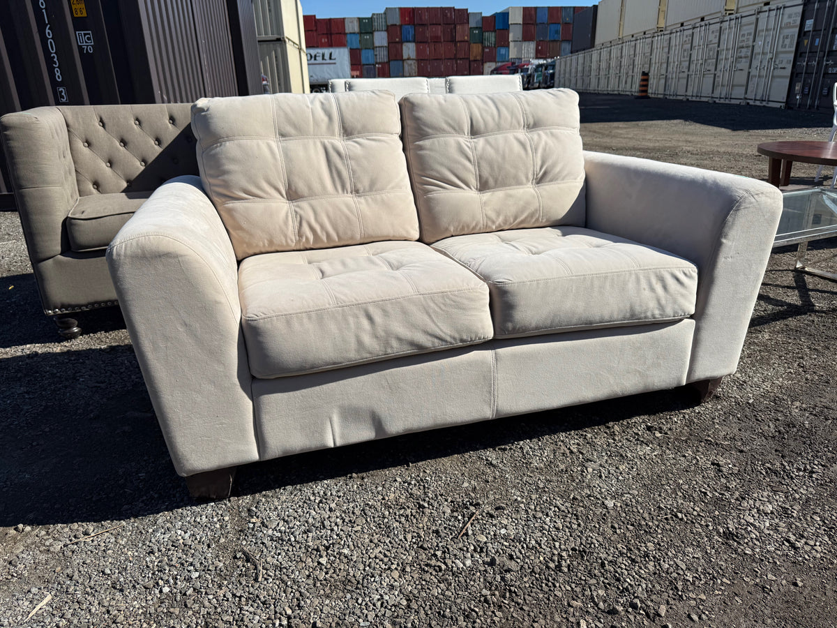Beige Upholstered Love Seat