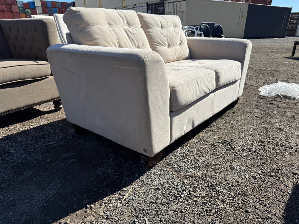 Beige Upholstered Love Seat