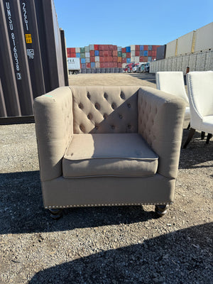 Grey/Beige Tufted Chair