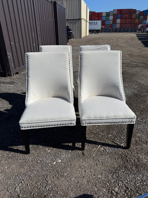 Set of 4 Cream Upholstered Dining Chairs