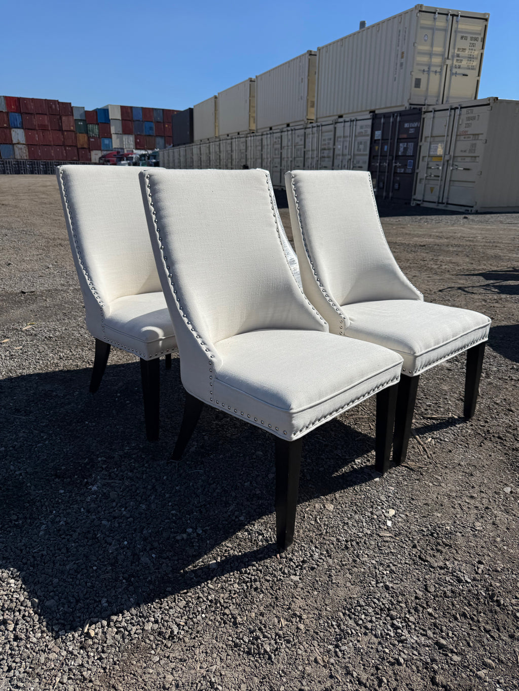Set of 4 Cream Upholstered Dining Chairs