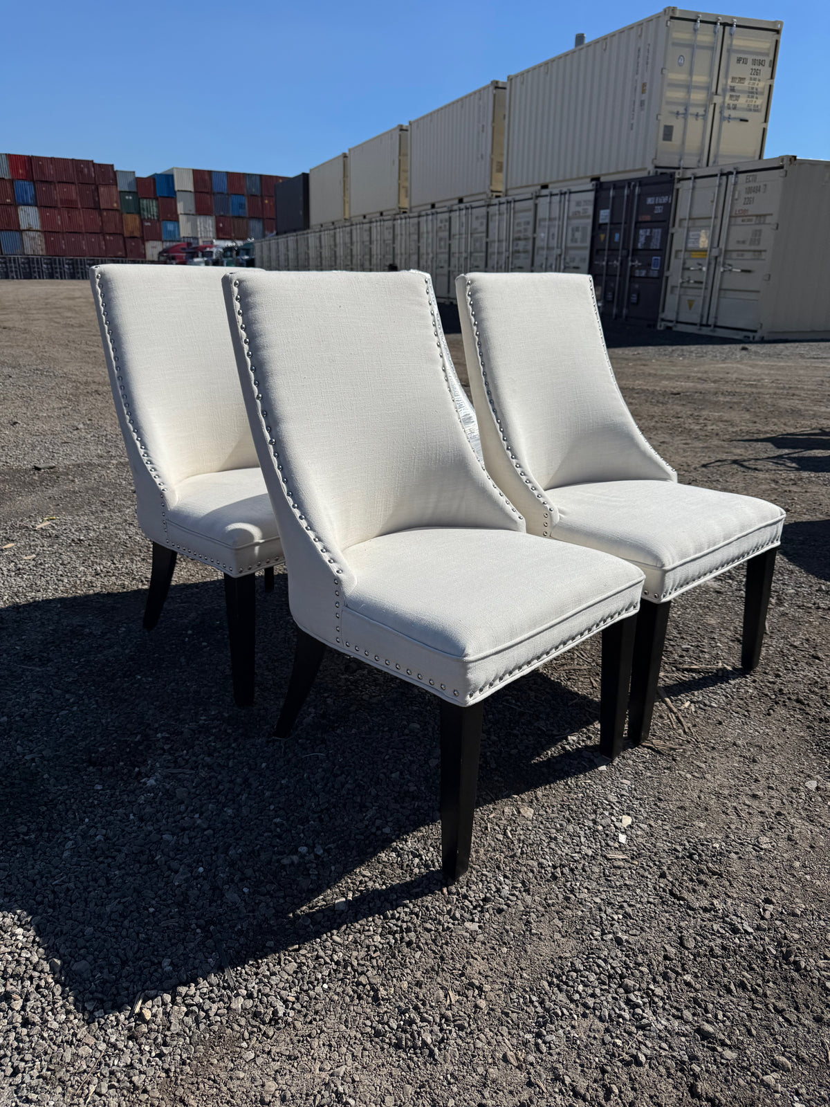 Set of 4 Cream Upholstered Dining Chairs