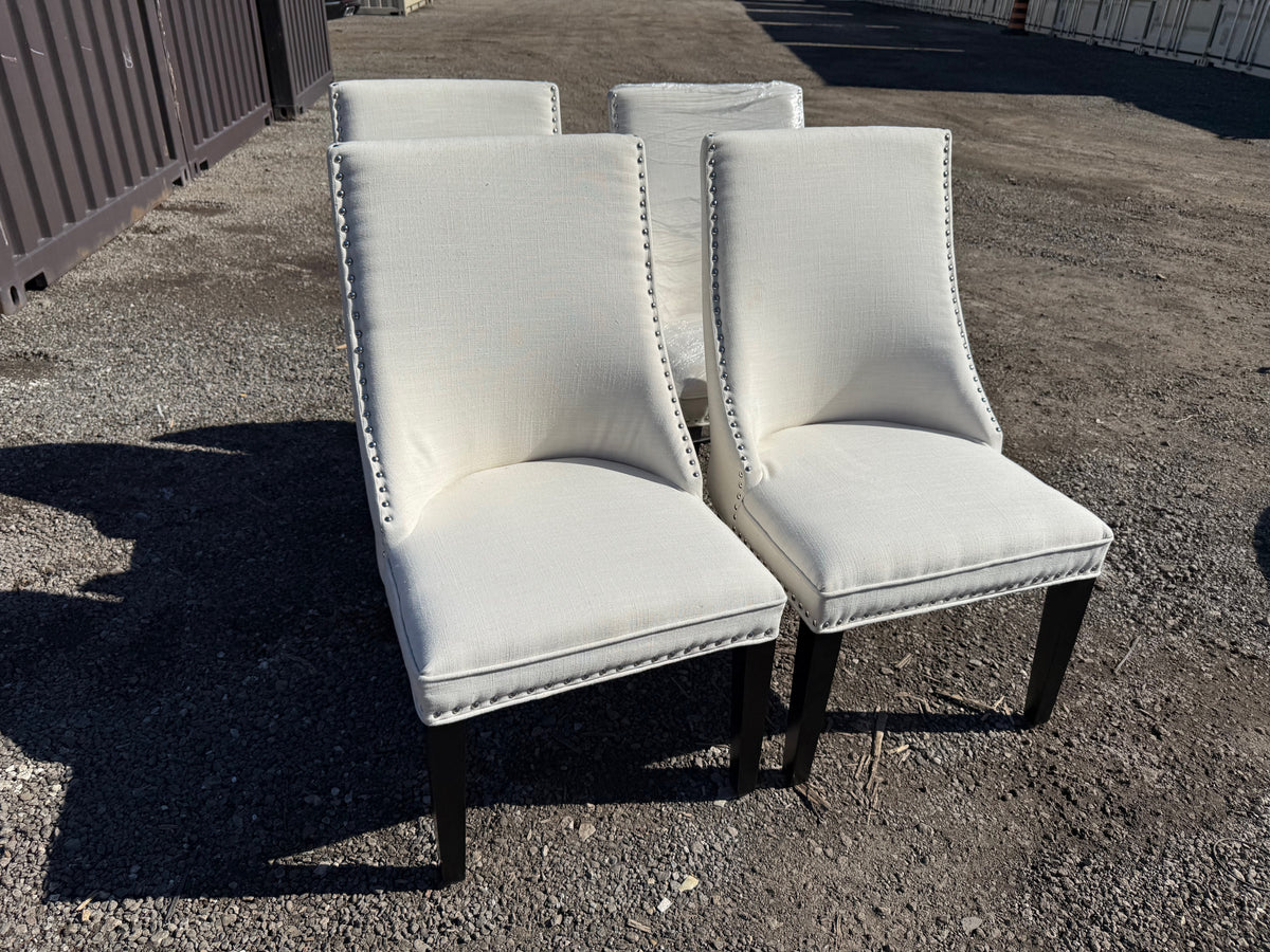 Set of 4 Cream Upholstered Dining Chairs