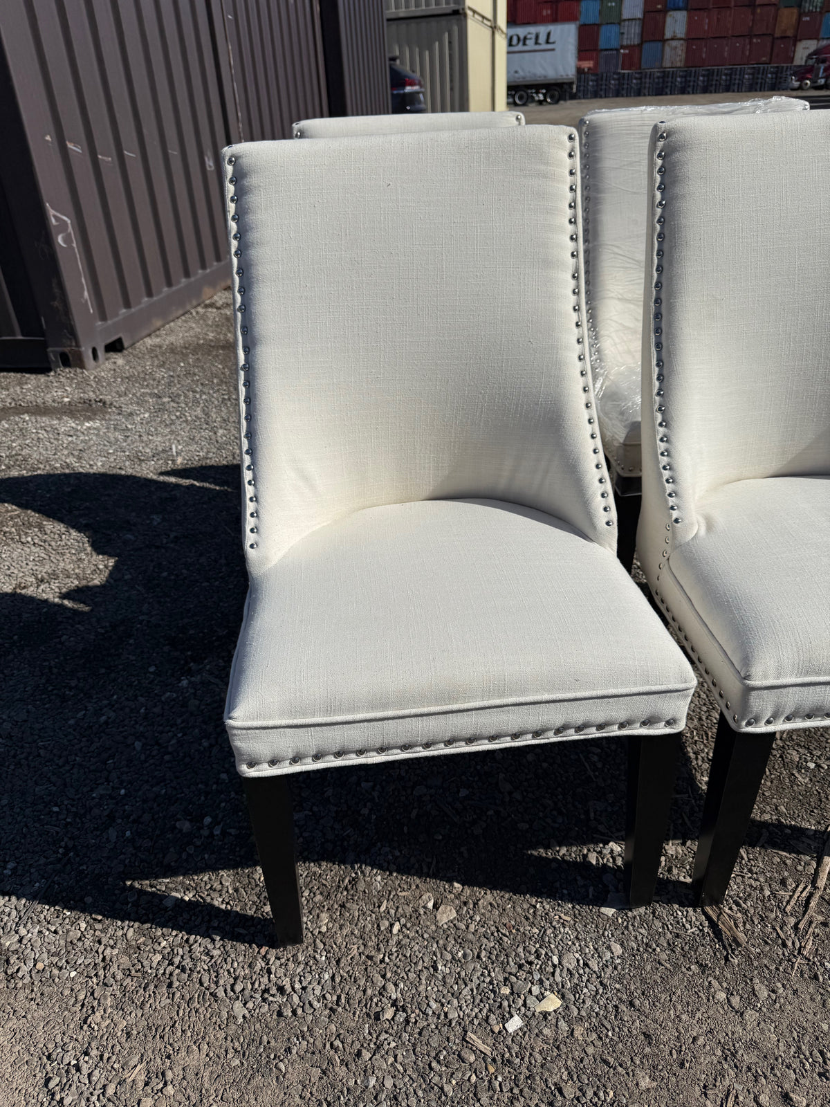 Set of 4 Cream Upholstered Dining Chairs