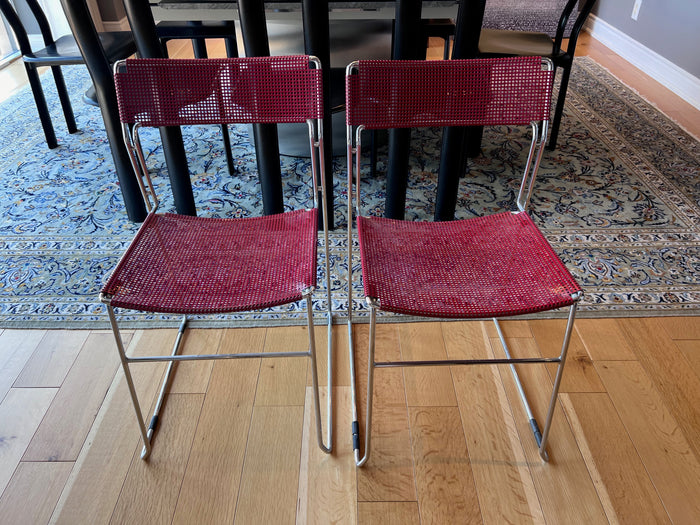 Set of 2 Red Sultana Metal Dining Chairs by Arrben Italy