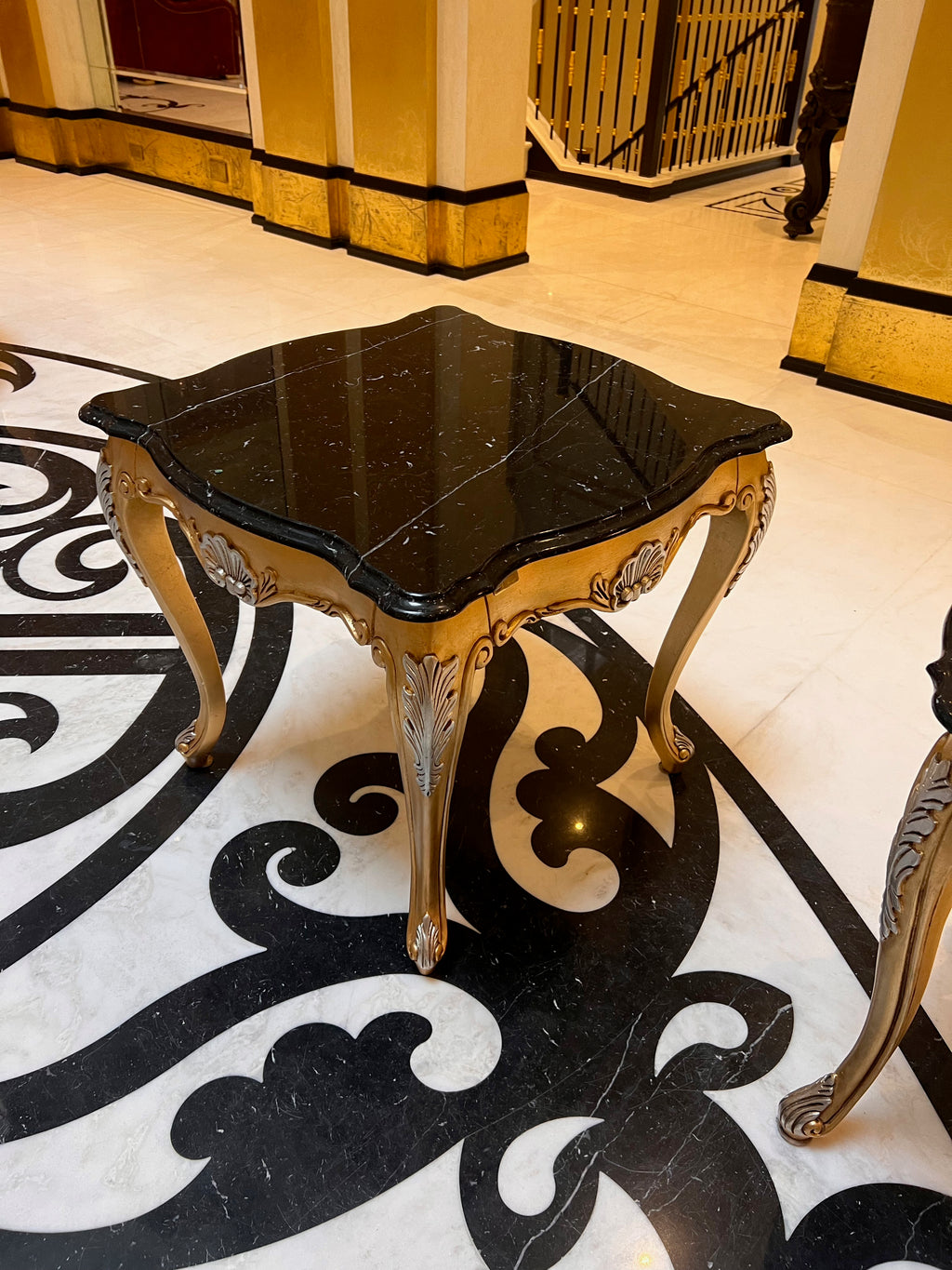'Scappini & C' Classic Furniture Calacatta Marble Top Side Table, Made in Italy