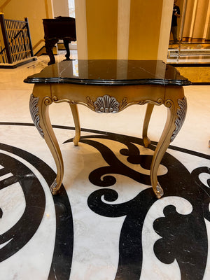 'Scappini & C' Classic Furniture Calacatta Marble Top Side Table, Made in Italy