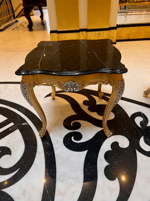 'Scappini & C' Classic Furniture Calacatta Marble Top Side Table, Made in Italy