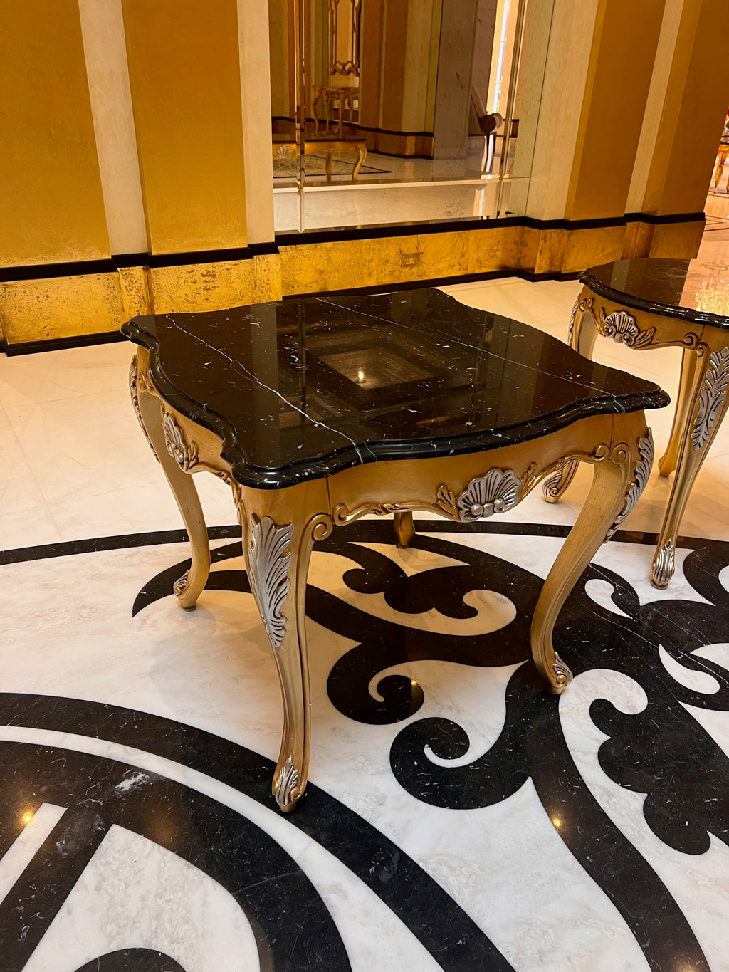 'Scappini & C' Classic Furniture Calacatta Marble Top Side Table, Made in Italy