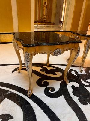 'Scappini & C' Classic Furniture Calacatta Marble Top Side Table, Made in Italy