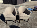 Pair of Grey Upholstered Barrel Chairs