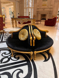 4 Piece Modular Italian Confidante Sofa, Black Velvet with Gold Frame # 2