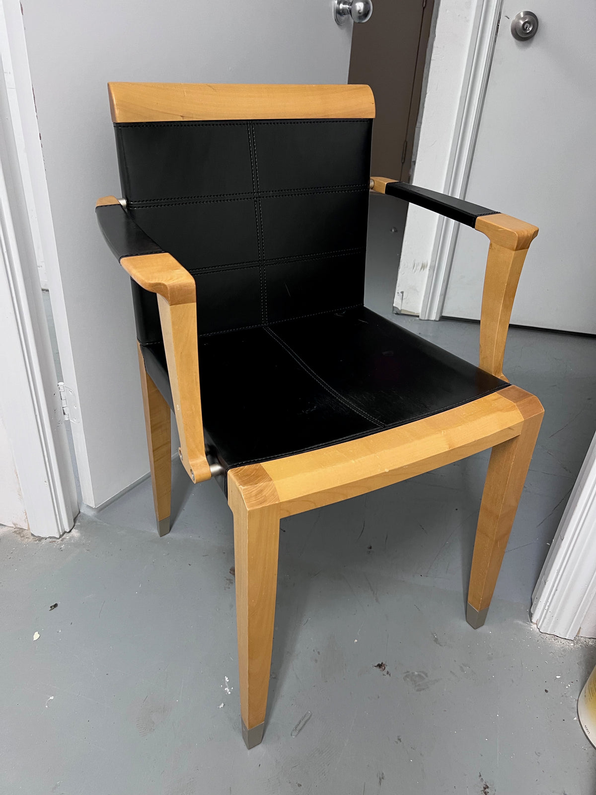 Leather Aro Chair by Chi Wing Lo for Giorgetti, Italy, 1990s