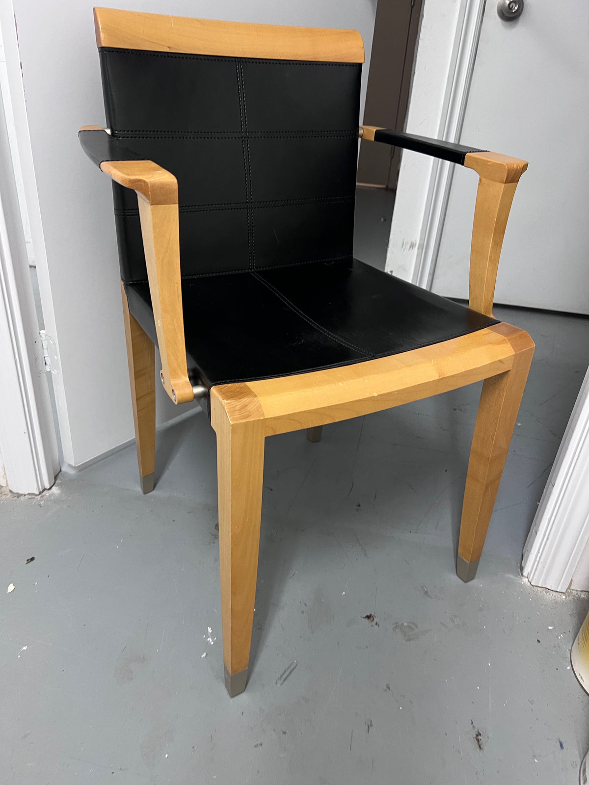 Leather Aro Chair by Chi Wing Lo for Giorgetti, Italy, 1990s