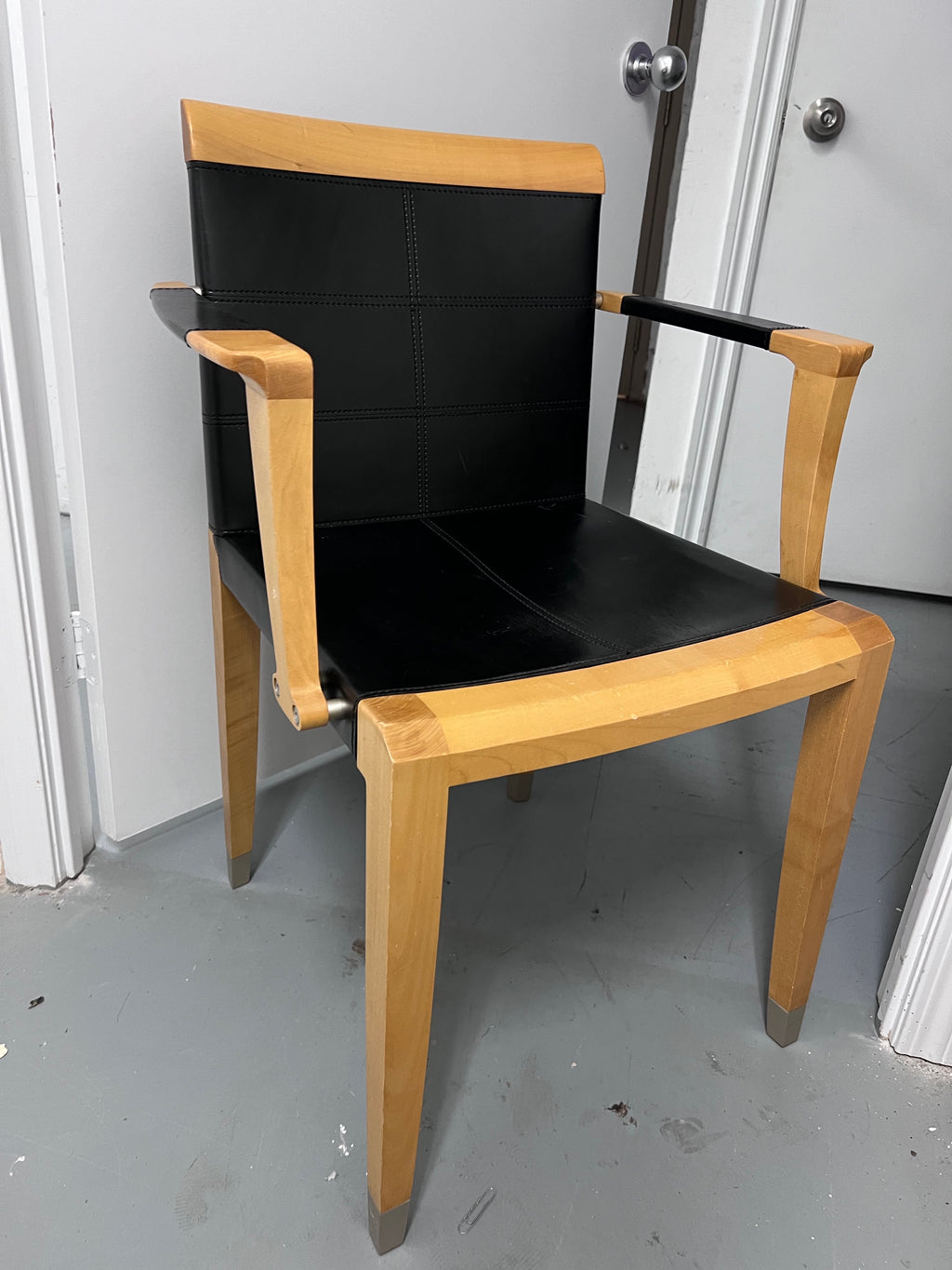 Leather Aro Chair by Chi Wing Lo for Giorgetti, Italy, 1990s