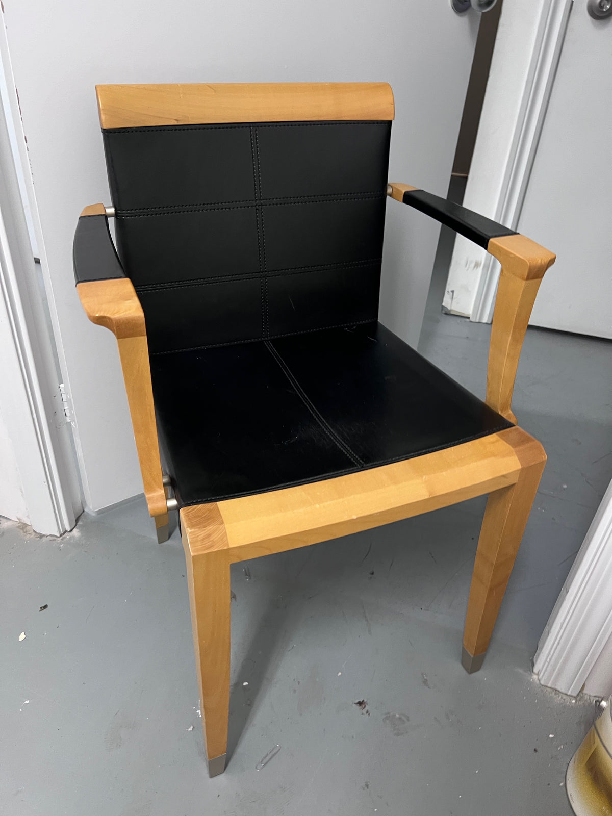 Leather Aro Chair by Chi Wing Lo for Giorgetti, Italy, 1990s