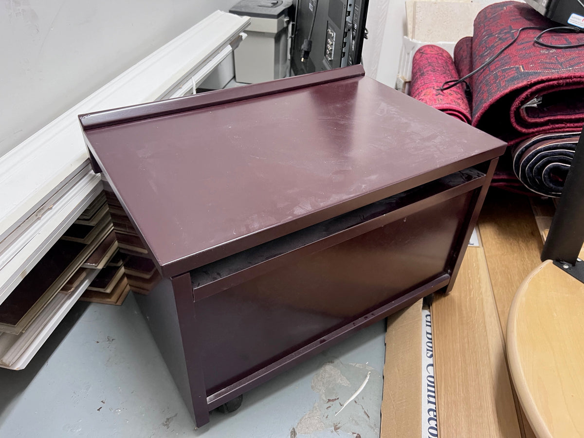 Vintage Lacquered Small Side Table on Wheels