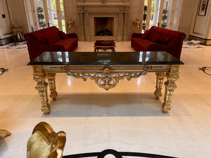 'Scappini & C' Classic Furniture Large Marble Top Gold Leaf Console Table (*retail $14,000)