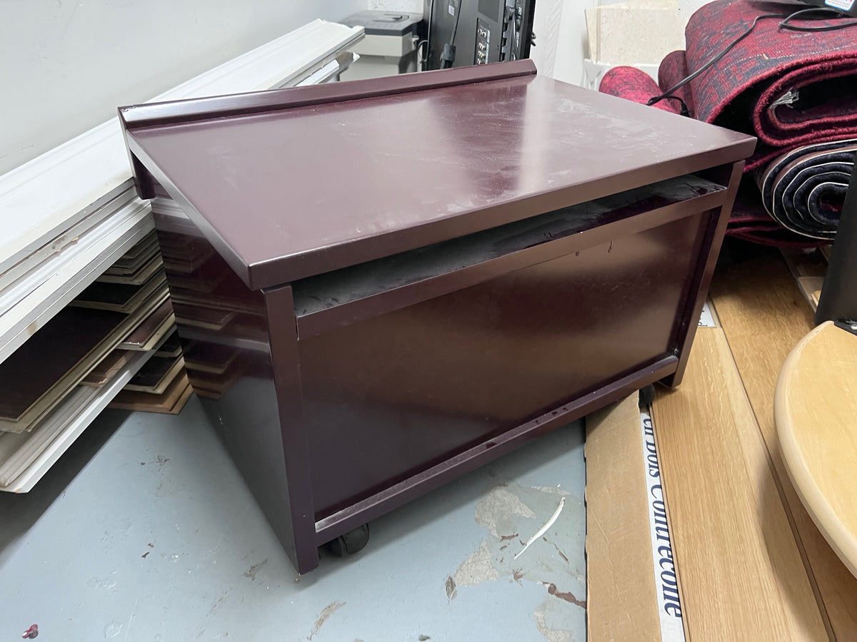 Vintage Lacquered Small Side Table on Wheels
