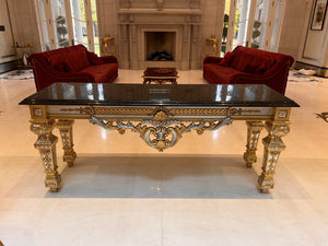 'Scappini & C' Classic Furniture Large Marble Top Gold Leaf Console Table (*retail $14,000)