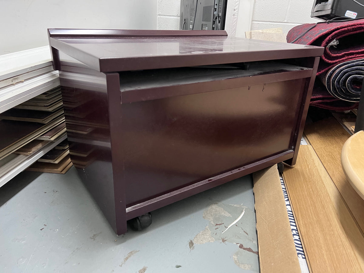Vintage Lacquered Small Side Table on Wheels
