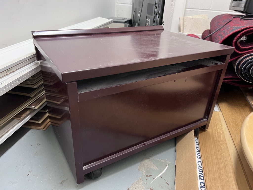 Vintage Lacquered Small Side Table on Wheels