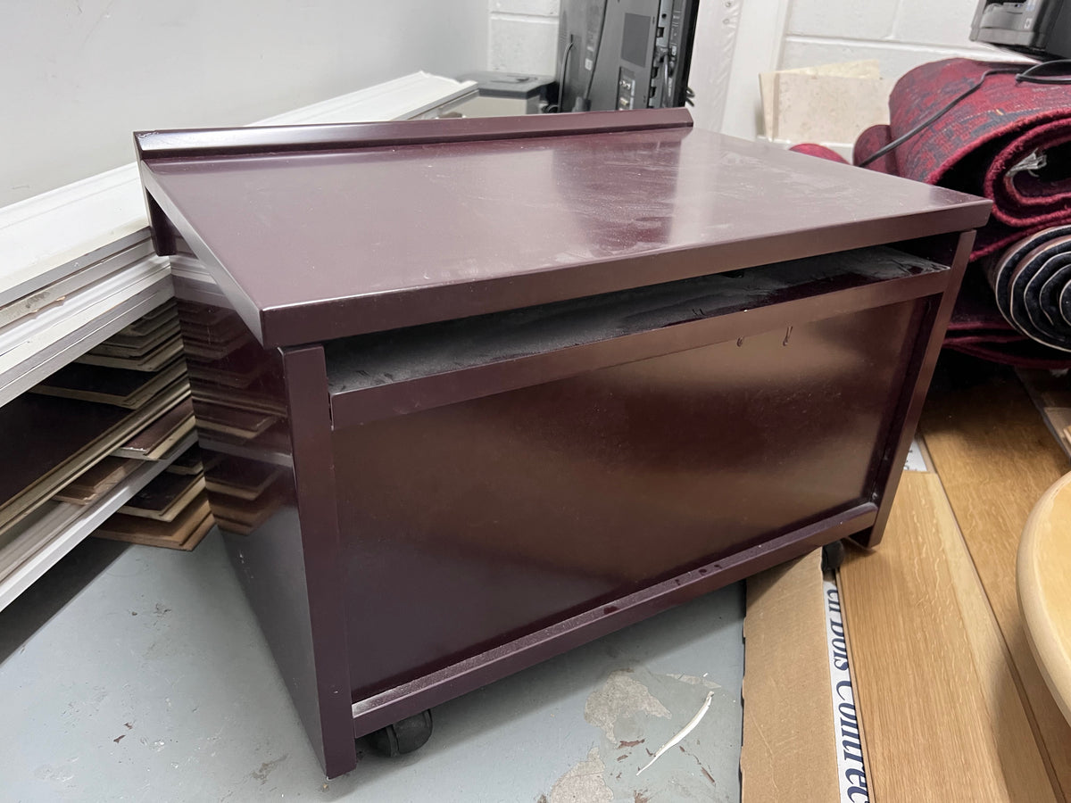 Vintage Lacquered Small Side Table on Wheels
