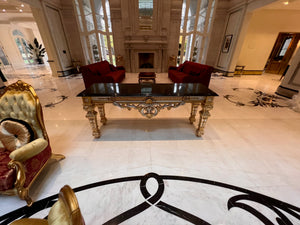 'Scappini & C' Classic Furniture Large Marble Top Gold Leaf Console Table (*retail $14,000)
