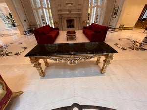 'Scappini & C' Classic Furniture Large Marble Top Gold Leaf Console Table (*retail $14,000)