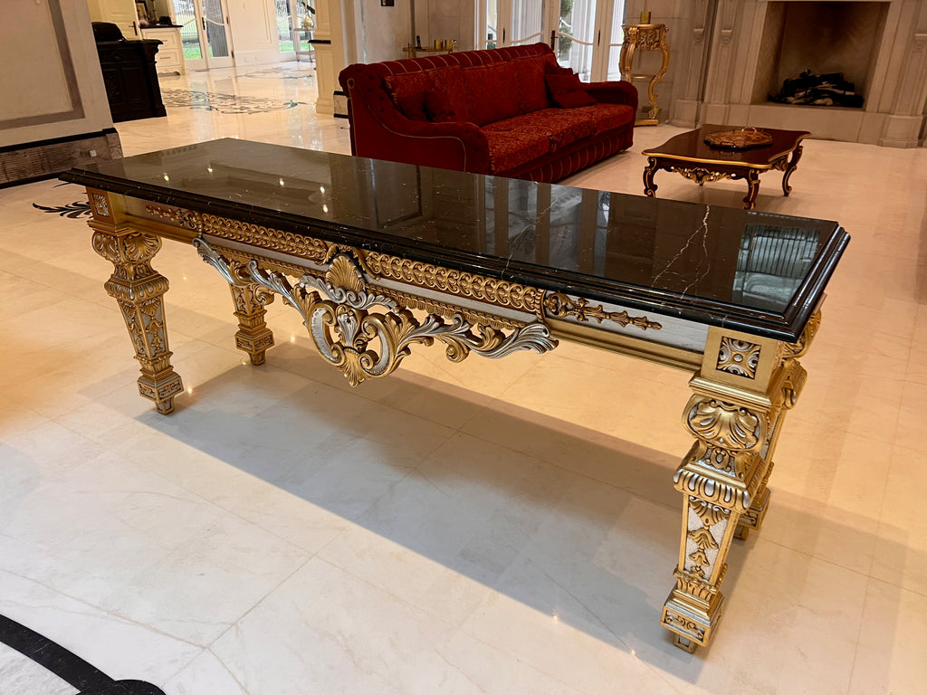 'Scappini & C' Classic Furniture Large Marble Top Gold Leaf Console Table (*retail $14,000)