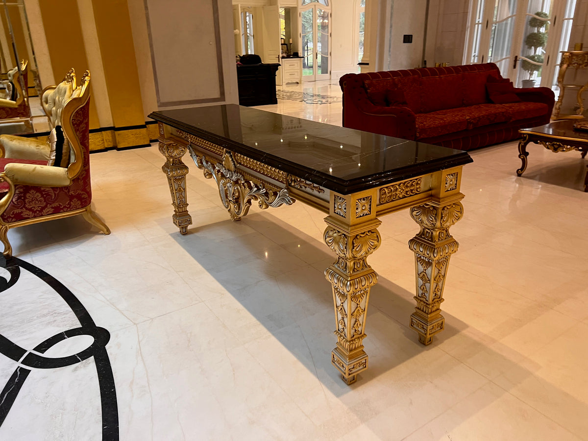 'Scappini & C' Classic Furniture Large Marble Top Gold Leaf Console Table (*retail $14,000)