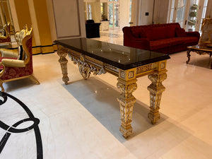 'Scappini & C' Classic Furniture Large Marble Top Gold Leaf Console Table (*retail $14,000)
