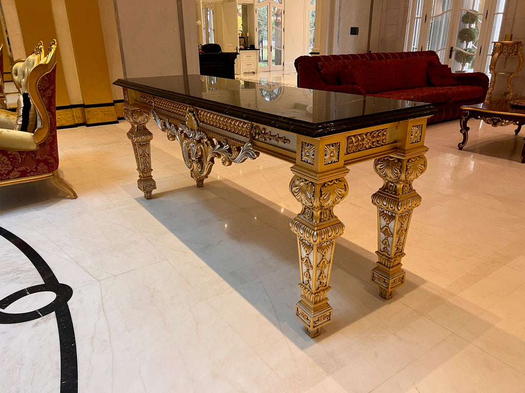 'Scappini & C' Classic Furniture Large Marble Top Gold Leaf Console Table (*retail $14,000)