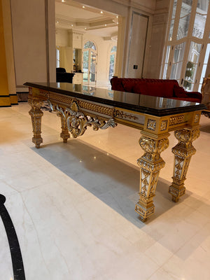 'Scappini & C' Classic Furniture Large Marble Top Gold Leaf Console Table (*retail $14,000)