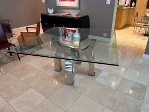 Michael O Custom 'Claws Dining Table', Hand Formed Stainless Steel + Custom Glass Top (*paid $5,950 + $3,000 for glass)