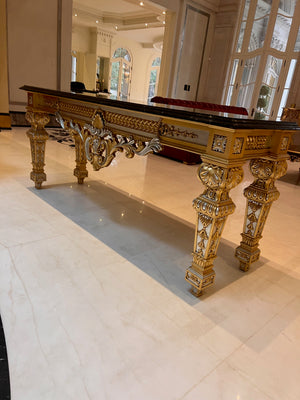 'Scappini & C' Classic Furniture Large Marble Top Gold Leaf Console Table (*retail $14,000)